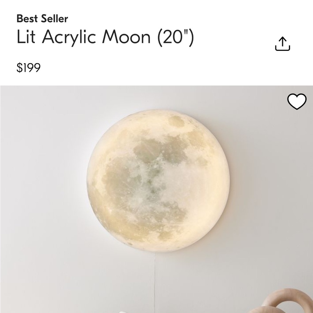 Lit Acrylic Moon, West Elm Pottery Barn, NWT